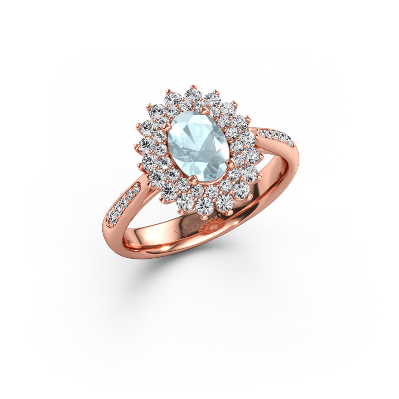 Immagine di Anello di fidanzamento Alina 2 585 oro rosa Acquamarina 7x5 mm
