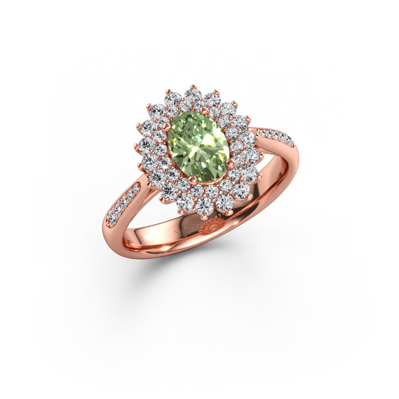 Bild av Förlovningsring Alina 2 585 roséguld Grön labbodlad diamant 7x5 mm
