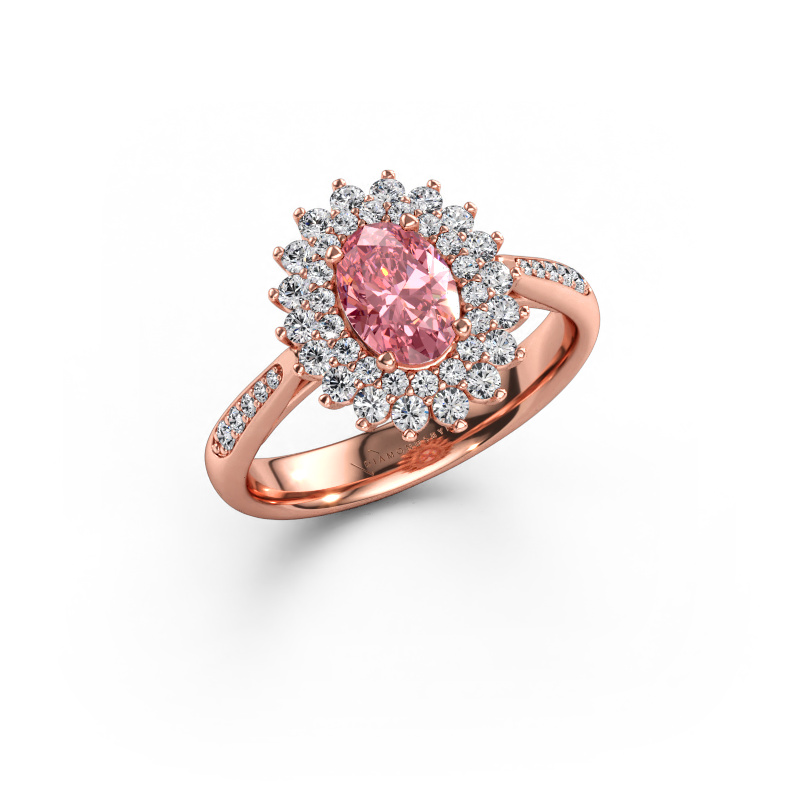 Image of Engagement ring Alina 2 585 rose gold Pink lab grown diamond 7x5 mm