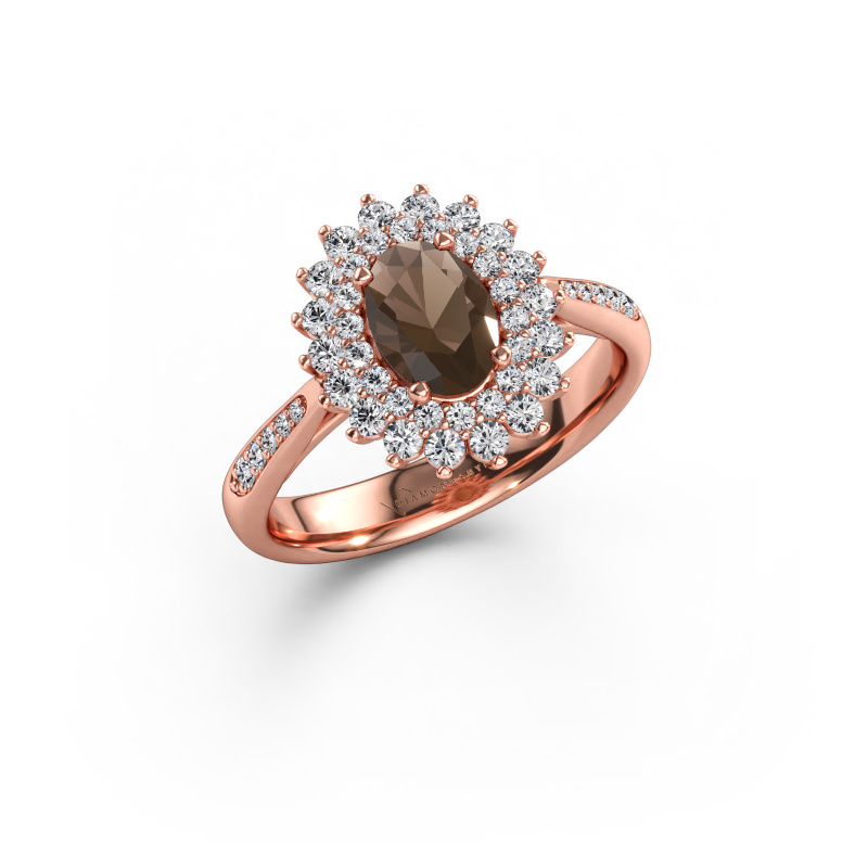Immagine di Anello di fidanzamento Alina 2 585 oro rosa Quarzo fumé 7x5 mm