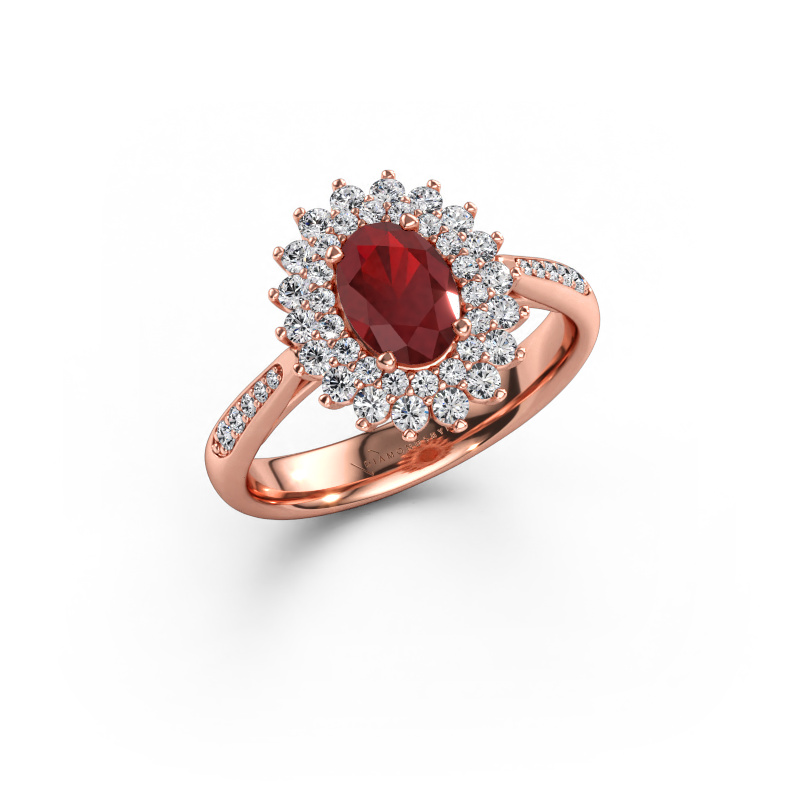 Immagine di Anello di fidanzamento Alina 2 585 oro rosa Rubino 7x5 mm