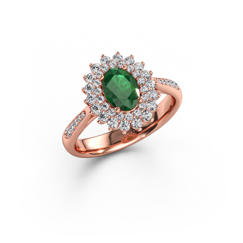 Bild av Förlovningsring Alina 2 585 roséguld Smaragd 7x5 mm