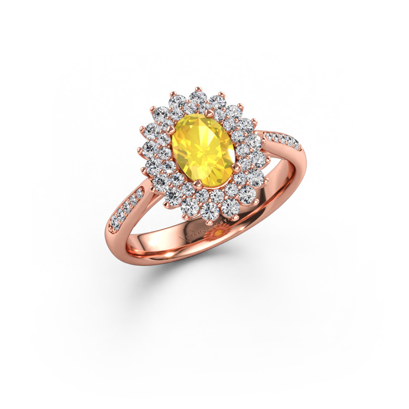 Bild av Förlovningsring Alina 2 585 roséguld Gul safir 7x5 mm