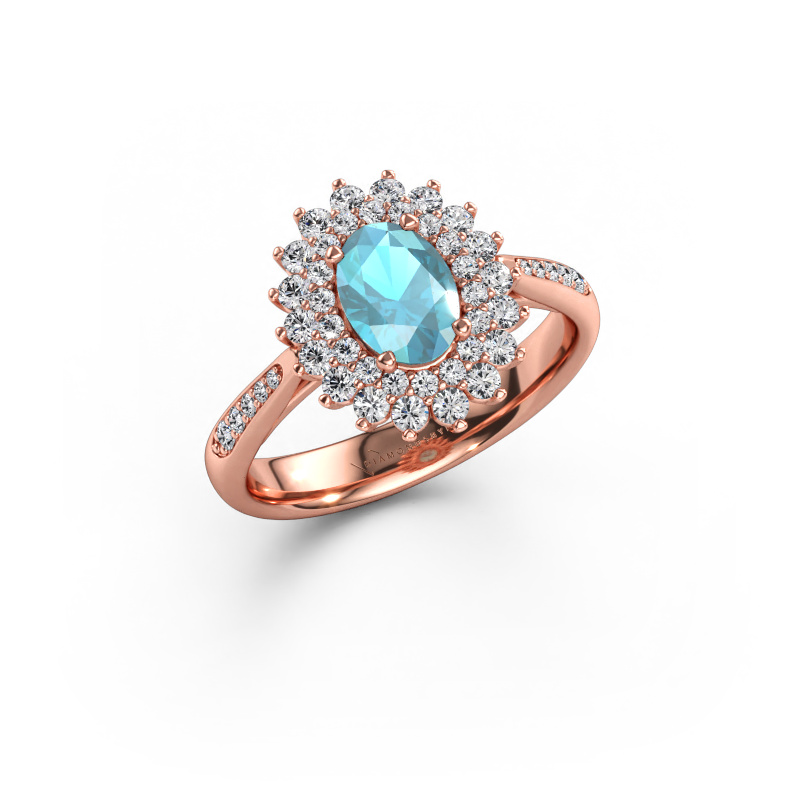Immagine di Anello di fidanzamento Alina 2 585 oro rosa Topazio blu 7x5 mm