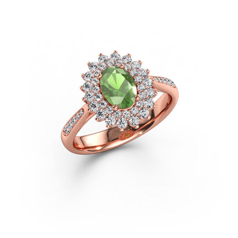 Immagine di Anello di fidanzamento Alina 2 585 oro rosa Tormalina verde 7x5 mm