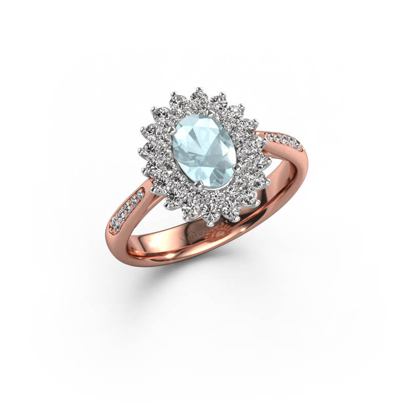 Image of Engagement ring Alina 2 585 rose gold Aquamarine 7x5 mm