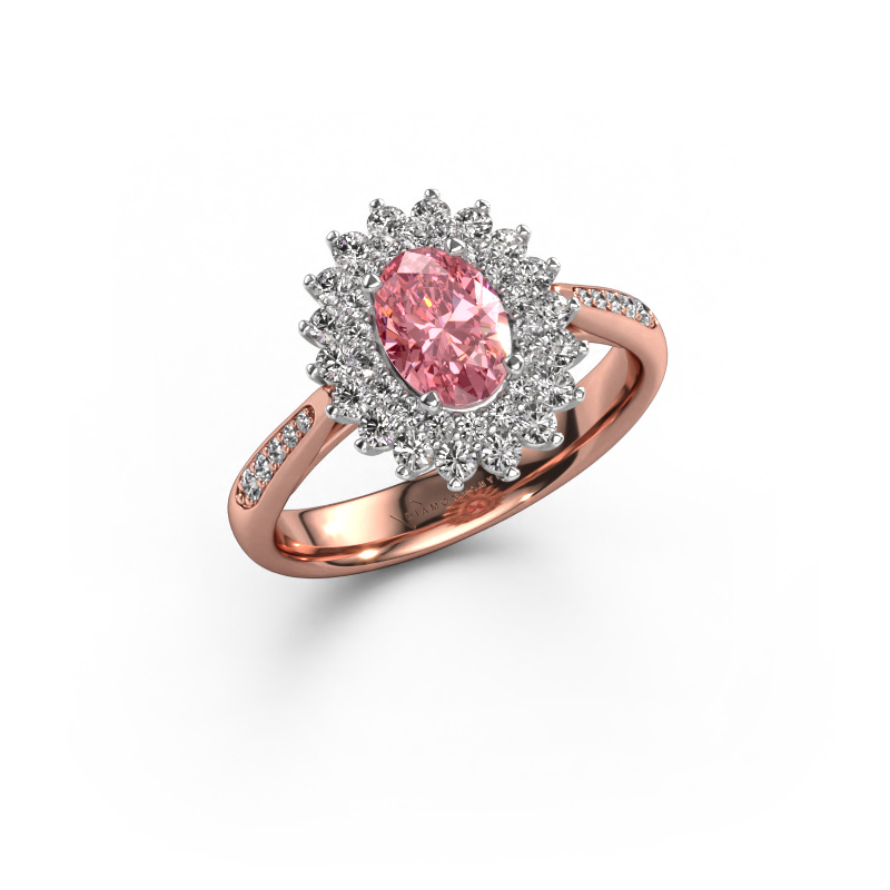 Image of Engagement ring Alina 2 585 rose gold Pink lab grown diamond 7x5 mm
