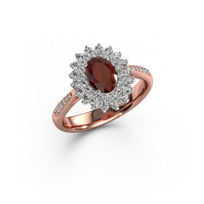 Image of Engagement ring Alina 2 585 rose gold Garnet 7x5 mm