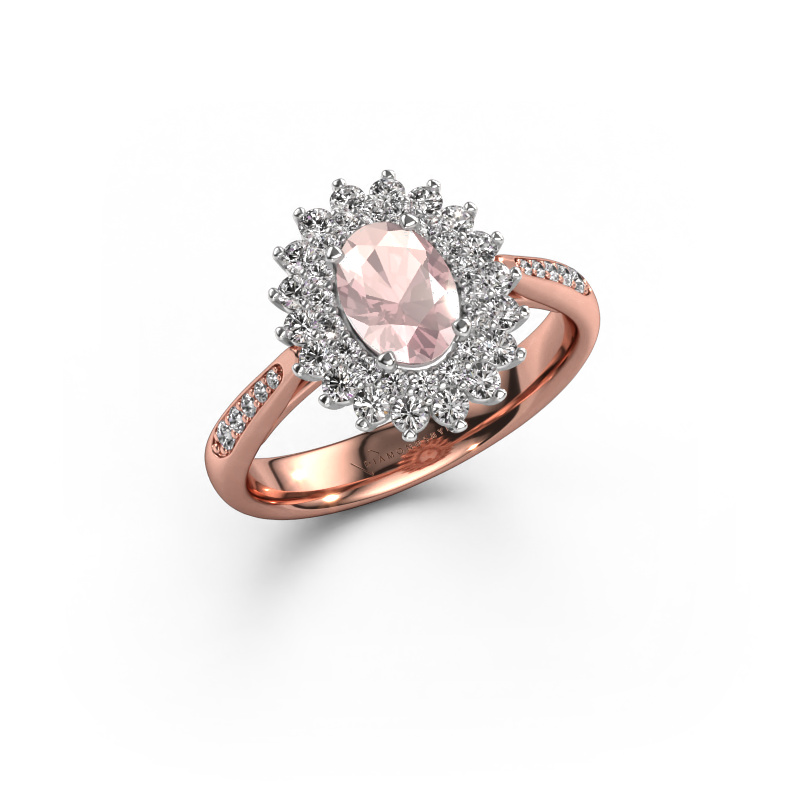 Image of Engagement ring Alina 2 585 rose gold Morganite champagne 7x5 mm