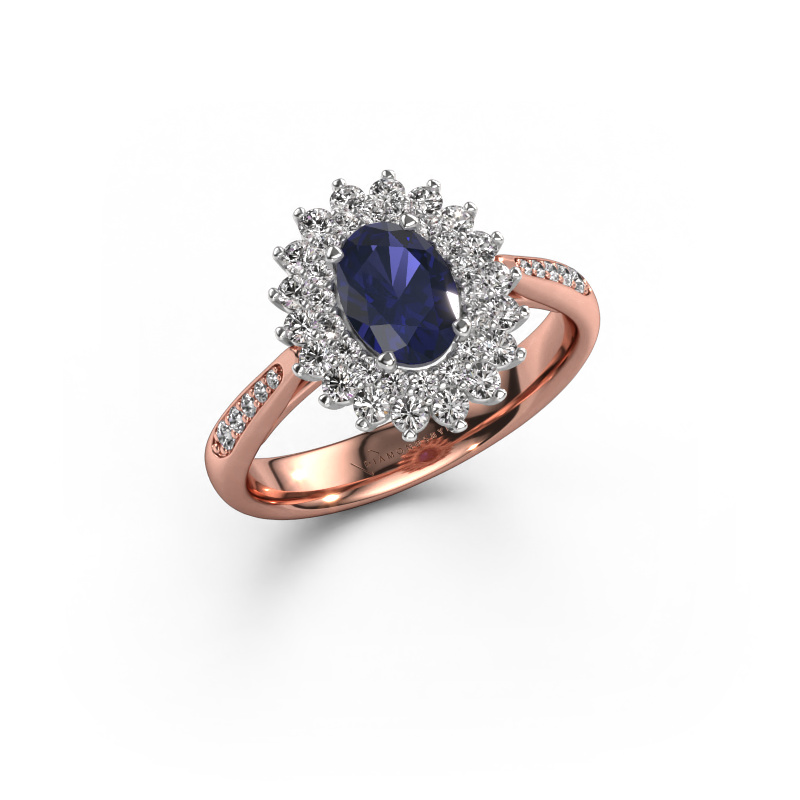 Image of Engagement ring Alina 2 585 rose gold Sapphire 7x5 mm