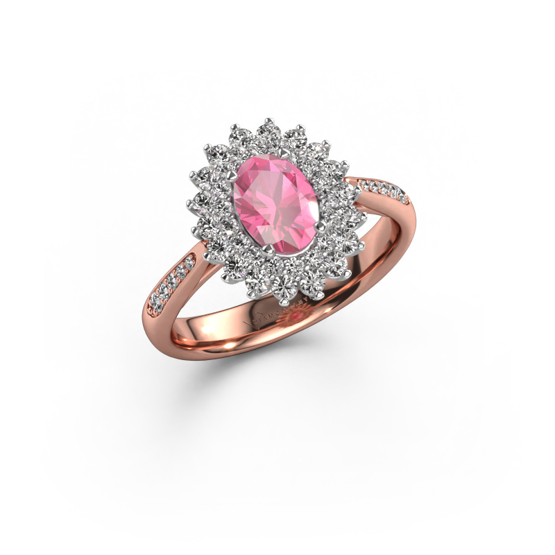 Image of Engagement ring Alina 2 585 rose gold Pink sapphire 7x5 mm