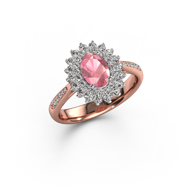 Image of Engagement ring Alina 2 585 rose gold Tourmaline pink 7x5 mm
