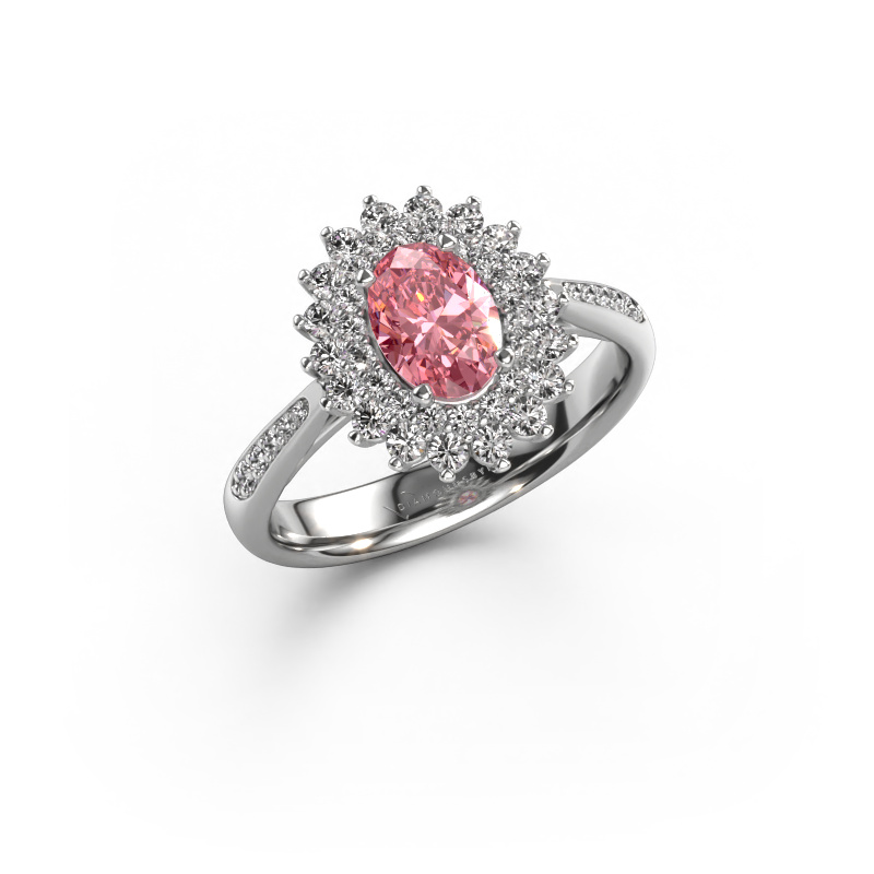 Image of Engagement ring Alina 2 585 white gold Pink lab grown diamond 7x5 mm