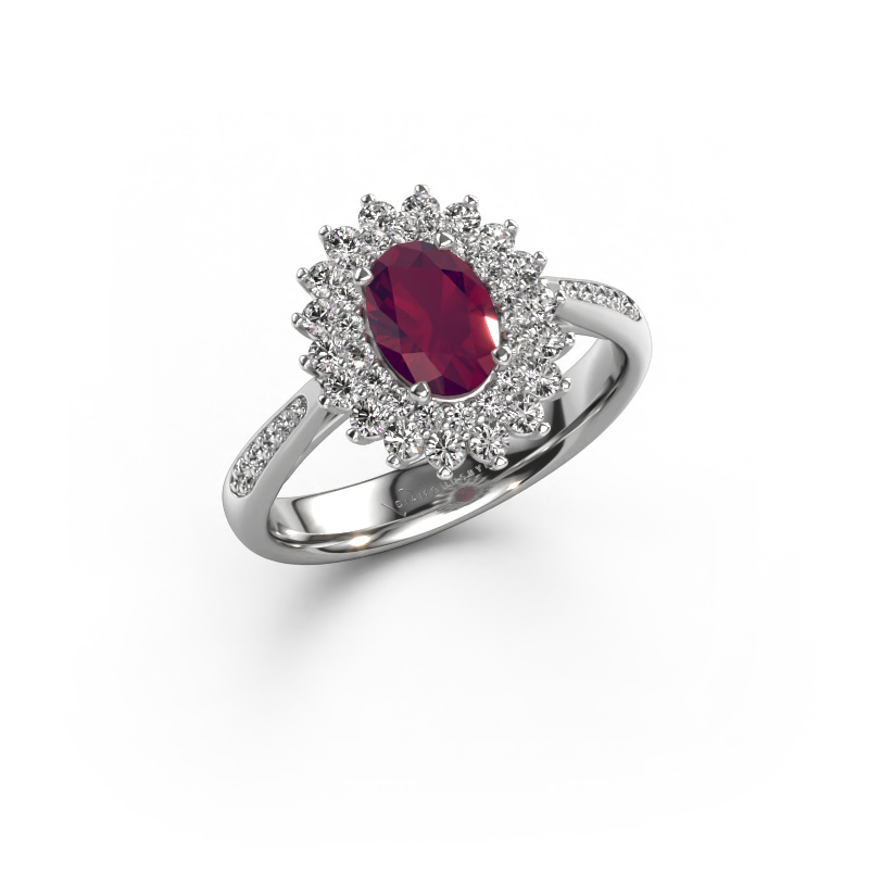 Image of Engagement ring Alina 2 585 white gold Rhodolite 7x5 mm