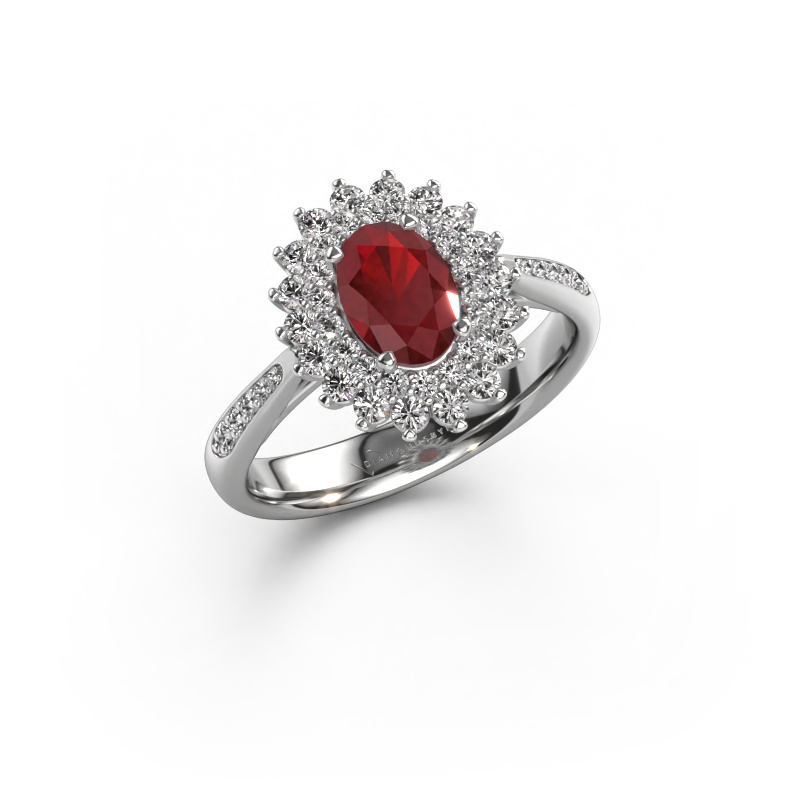 Image of Engagement ring Alina 2 585 white gold Ruby 7x5 mm
