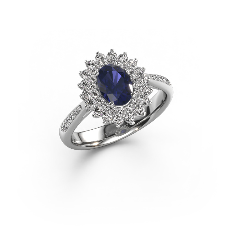 Image of Engagement ring Alina 2 585 white gold Sapphire 7x5 mm