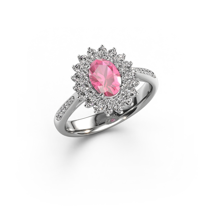 Image of Engagement ring Alina 2 585 white gold Pink sapphire 7x5 mm