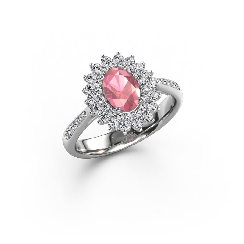 Image of Engagement ring Alina 2 585 white gold Tourmaline pink 7x5 mm