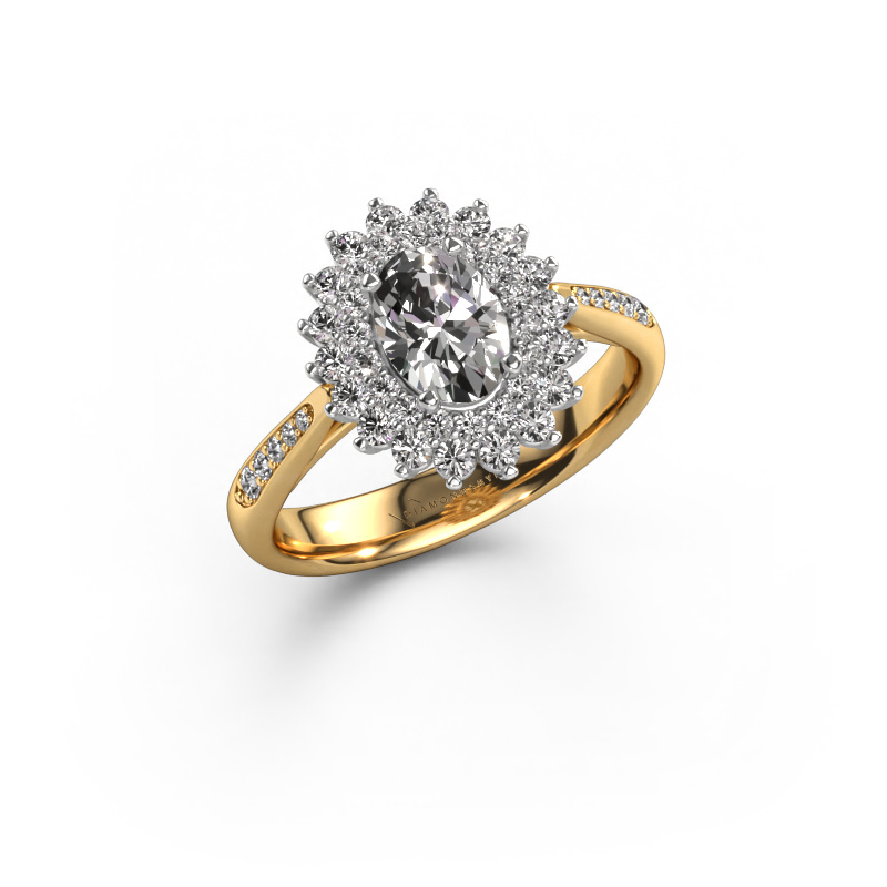 Image of Engagement ring Alina 2 585 gold Custom diamond 7x5 mm