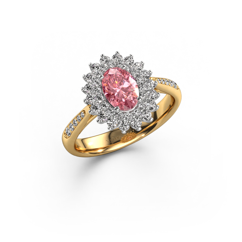 Afbeelding van Aanzoeksring Alina 2 585 goud Roze lab grown diamant 7x5 mm