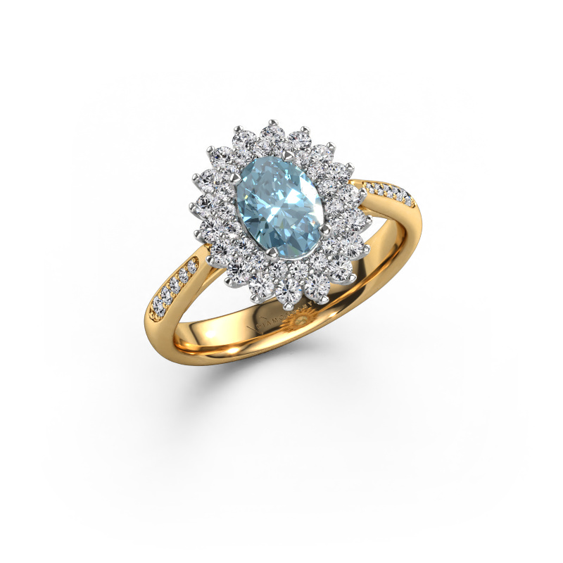 Image of Engagement ring Alina 2 585 gold Blue lab grown diamond 7x5 mm