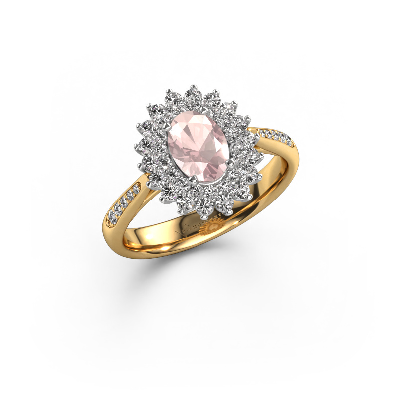 Image de Bague de fiançailles Alina 2 585 or jaune Champagne morganite 7x5 mm
