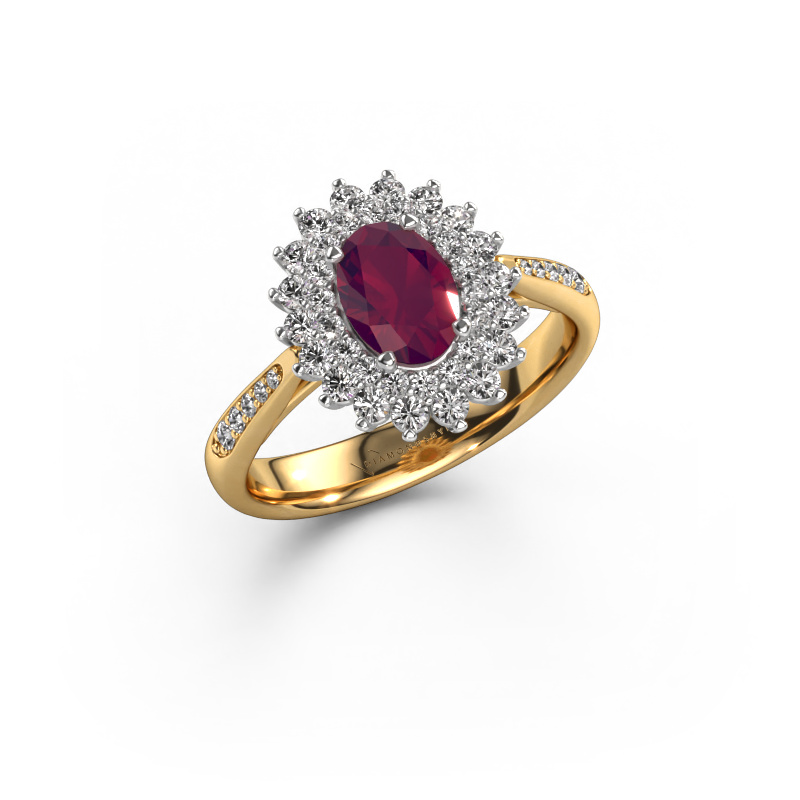 Image de Bague de fiançailles Alina 2 585 or jaune Rhodolite 7x5 mm