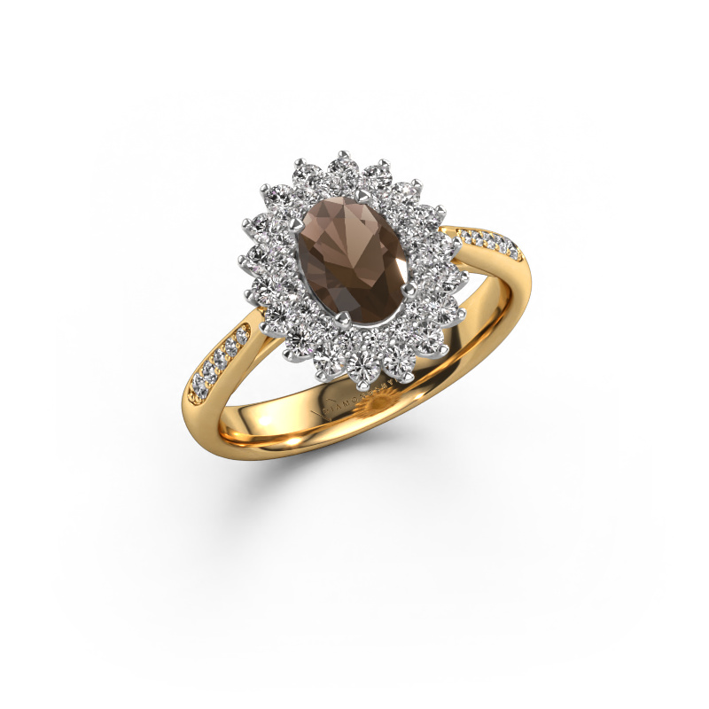 Image of Engagement ring Alina 2 585 gold Smokey quartz 7x5 mm