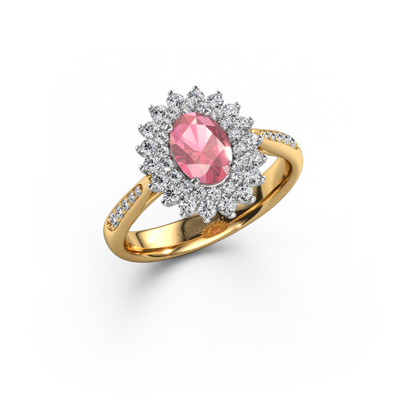 Image of Engagement ring Alina 2 585 gold Tourmaline pink 7x5 mm