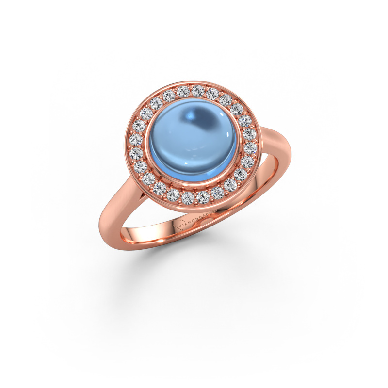 Bild av Ring Alisa 585 roséguld Blå topas 8 mm