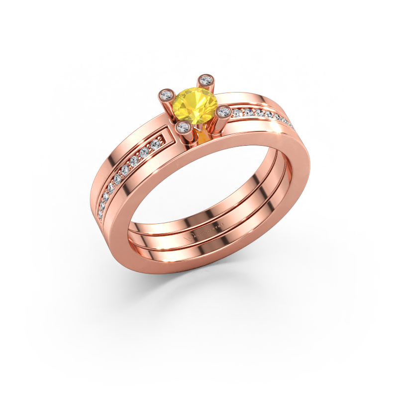 Image of Engagement ring Alisha 585 rose gold Yellow sapphire 4 mm