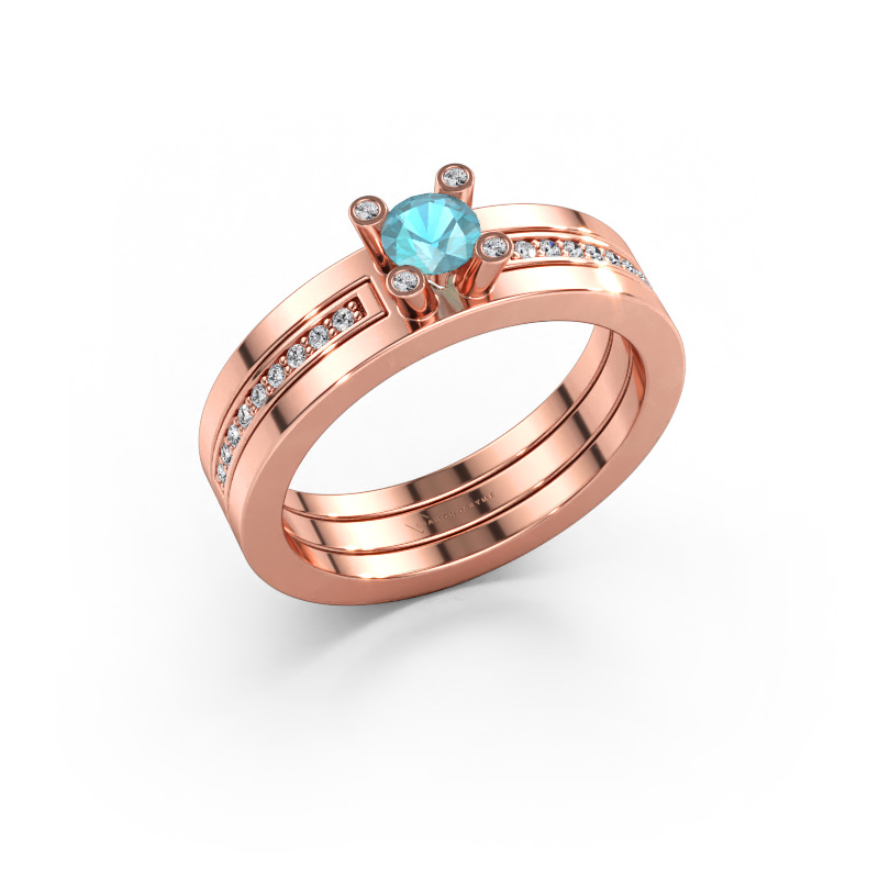 Image of Engagement ring Alisha 585 rose gold Blue topaz 4 mm