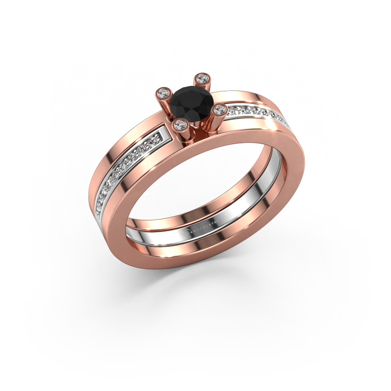 Image of Engagement ring Alisha 585 rose gold Black diamond 0.41 crt