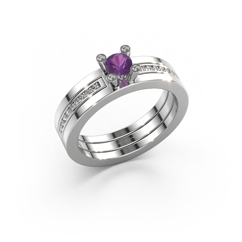 Image of Engagement ring Alisha 585 white gold Amethyst 4 mm
