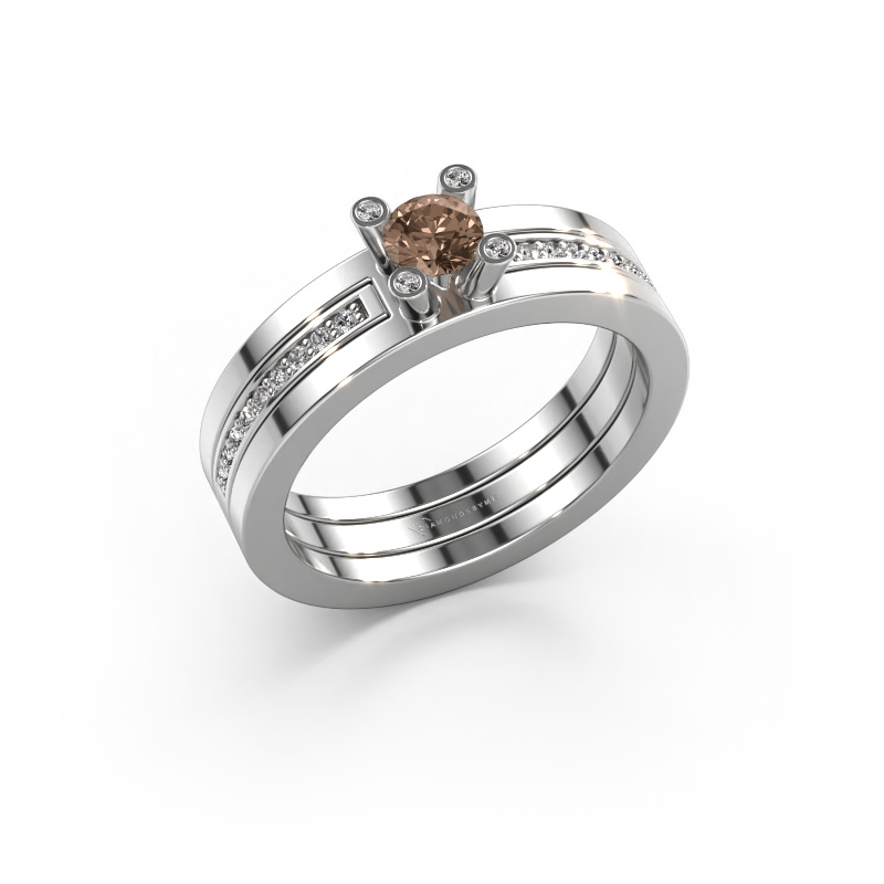 Image of Engagement ring Alisha 585 white gold Brown diamond 0.36 crt