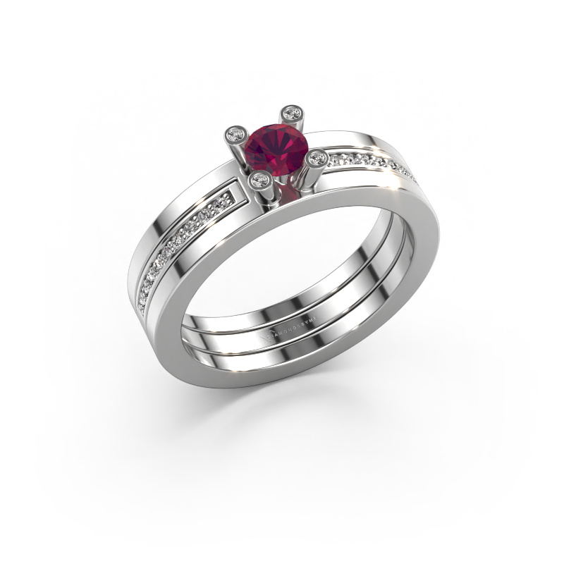 Image of Engagement ring Alisha 585 white gold Rhodolite 4 mm