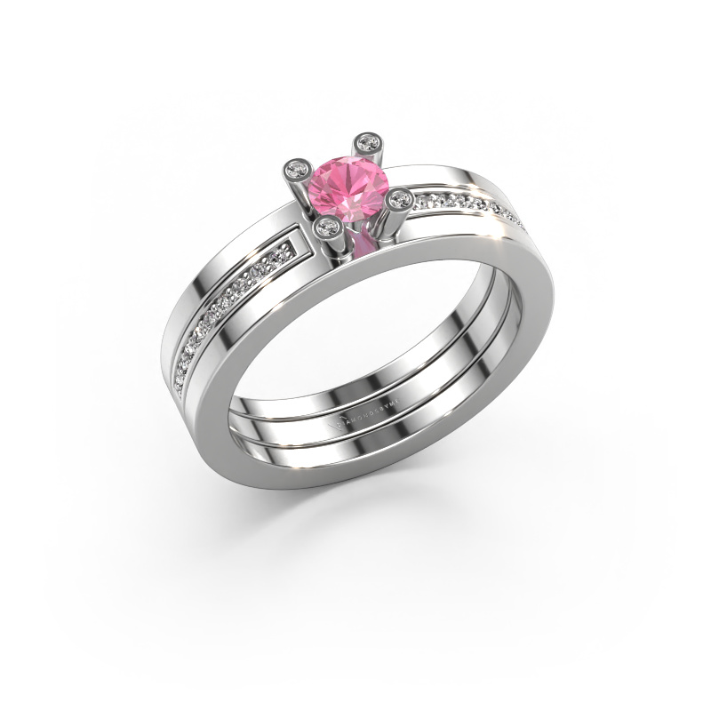 Image de Bague de fiançailles Alisha 585 or blanc Saphir rose 4 mm