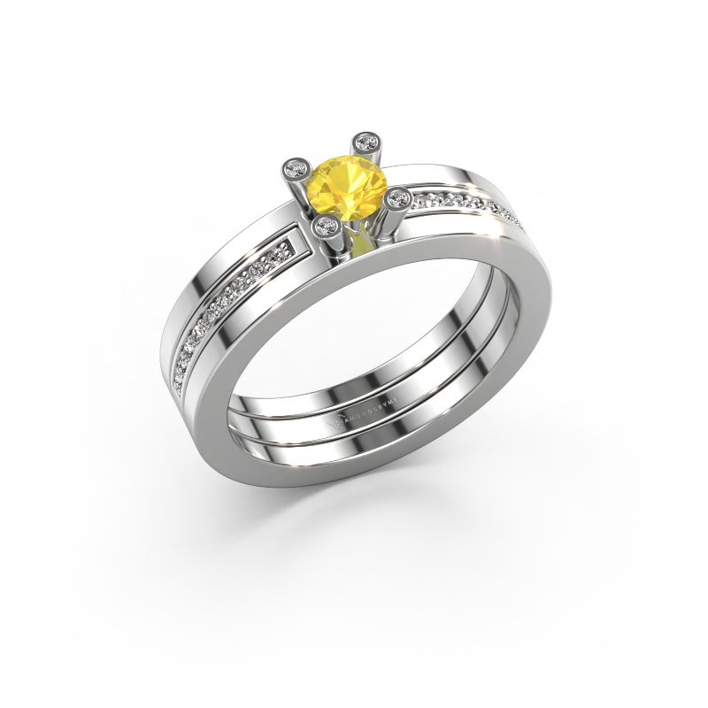 Image of Engagement ring Alisha 585 white gold Yellow sapphire 4 mm