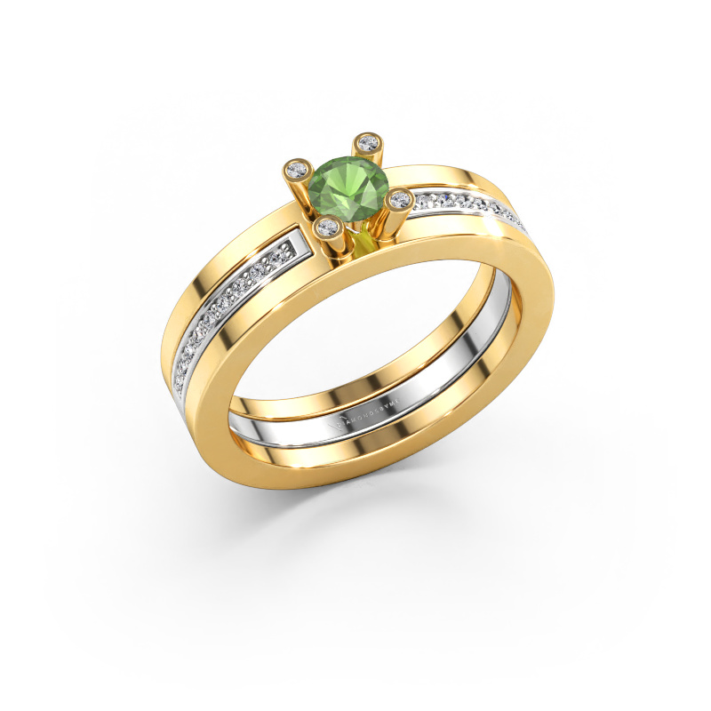 Bild von Verlobungsring Alisha 585 Gold Turmalin grün 4 mm