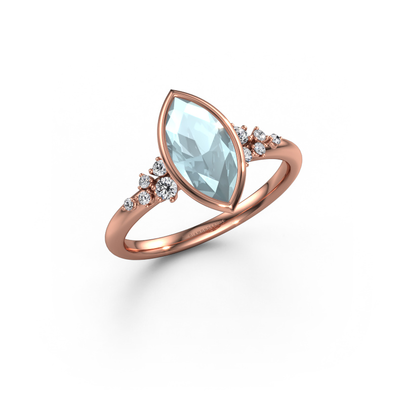 Image of Engagement ring Aliyah MRQ 585 rose gold Aquamarine 11x5.5 mm