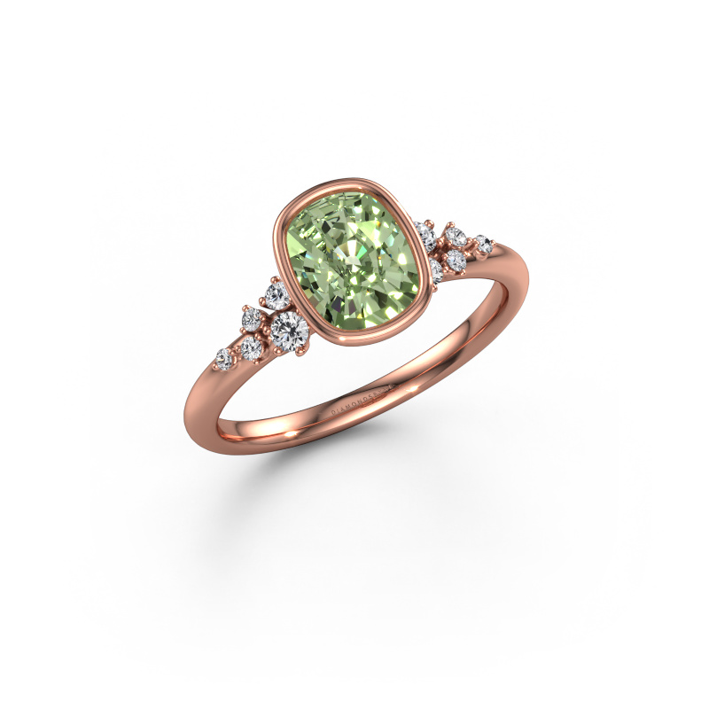 Image of Engagement ring Aliyah CSH 585 rose gold Green lab grown diamond 7.4x5.8 mm