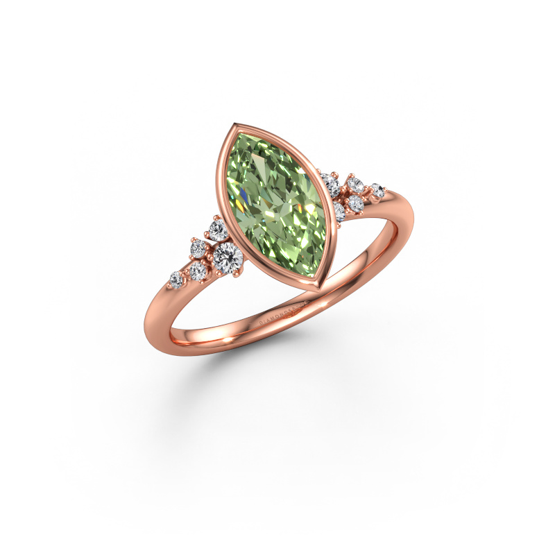 Immagine di Anello di fidanzamento Aliyah MRQ 585 oro rosa Diamante lab grown verde 11x5.5 mm