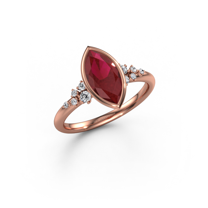 Image of Engagement ring Aliyah MRQ 585 rose gold Ruby 11x5.5 mm