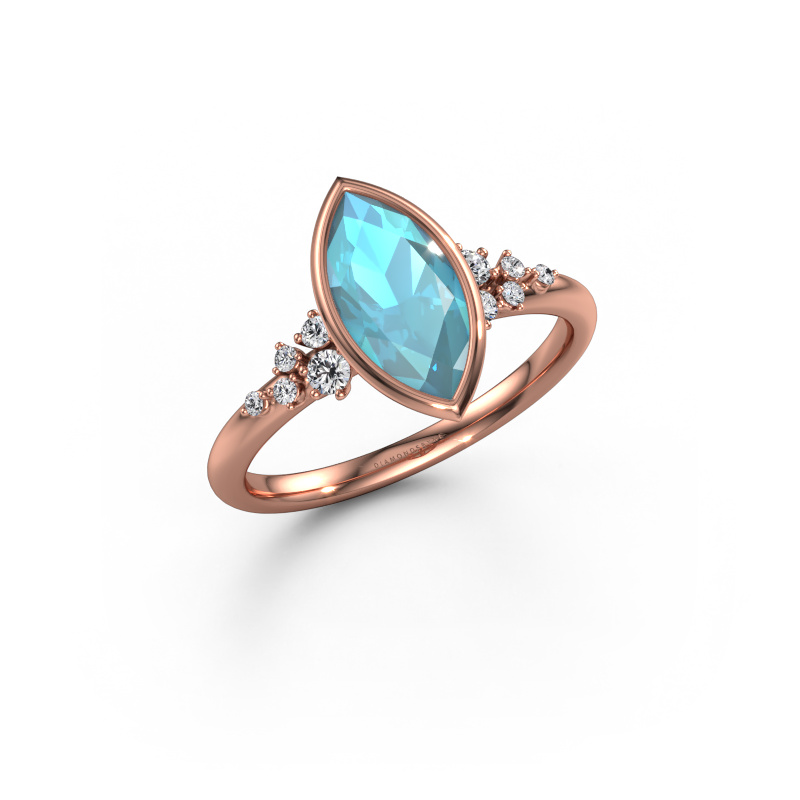 Image of Engagement ring Aliyah MRQ 585 rose gold Blue topaz 11x5.5 mm