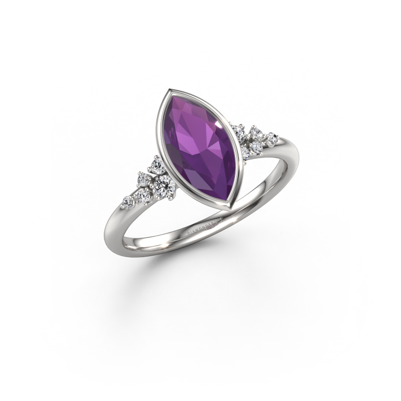 Image of Engagement ring Aliyah MRQ 585 white gold Amethyst 11x5.5 mm