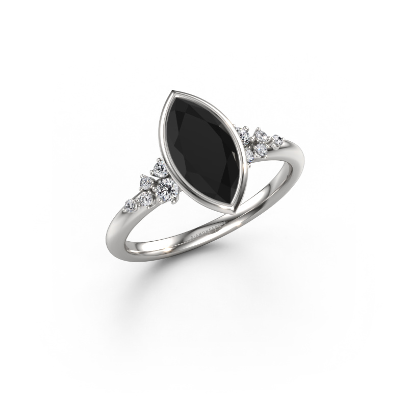 Image of Engagement ring Aliyah MRQ 585 white gold Black diamond 1.633 crt