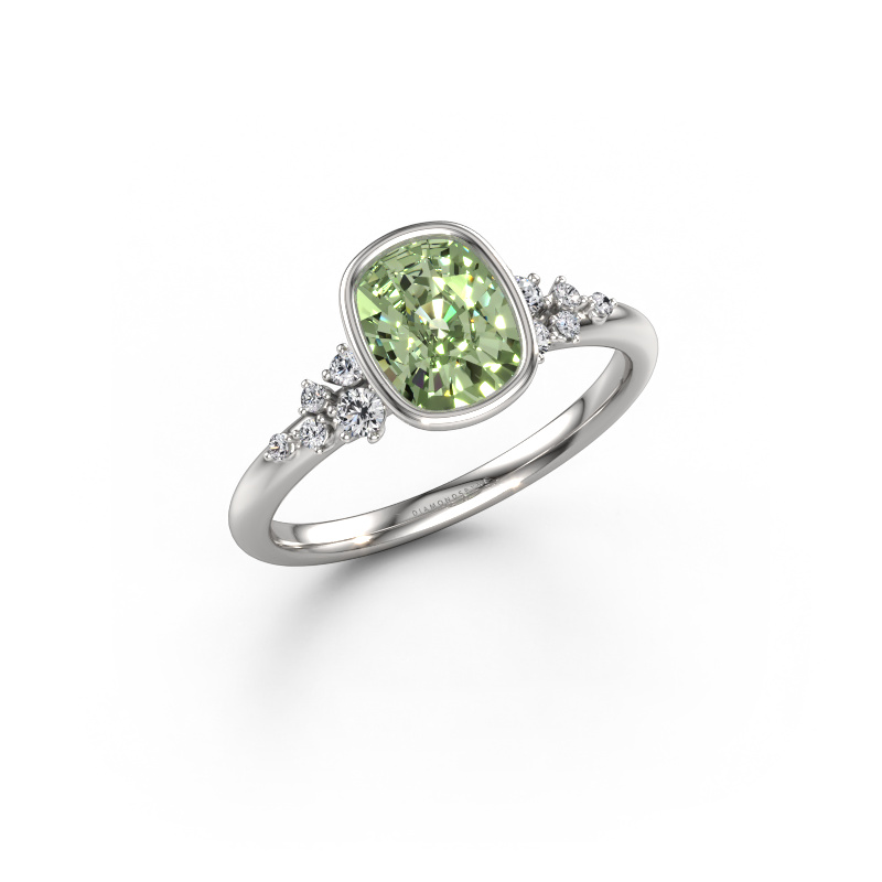 Image of Engagement ring Aliyah CSH 585 white gold Green lab grown diamond 7.4x5.8 mm