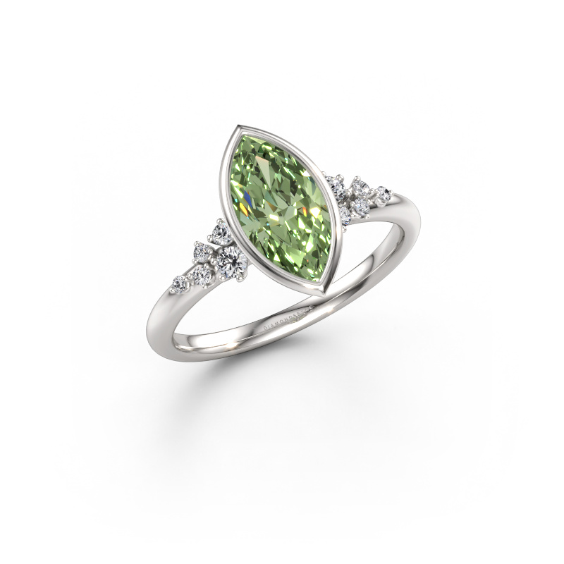Immagine di Anello di fidanzamento Aliyah MRQ 950 platino Diamante lab grown verde 11x5.5 mm