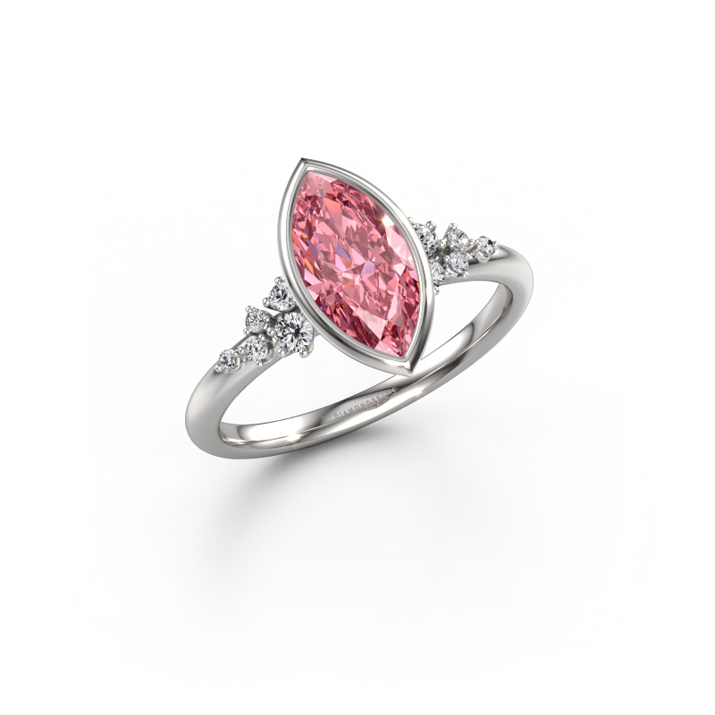 Image of Engagement ring Aliyah MRQ 585 white gold Pink lab grown diamond 11x5.5 mm