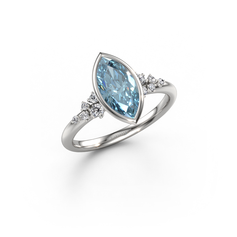 Bild von Verlobungsring Aliyah MRQ 950 Platin Blauer Labordiamant 11x5.5 mm